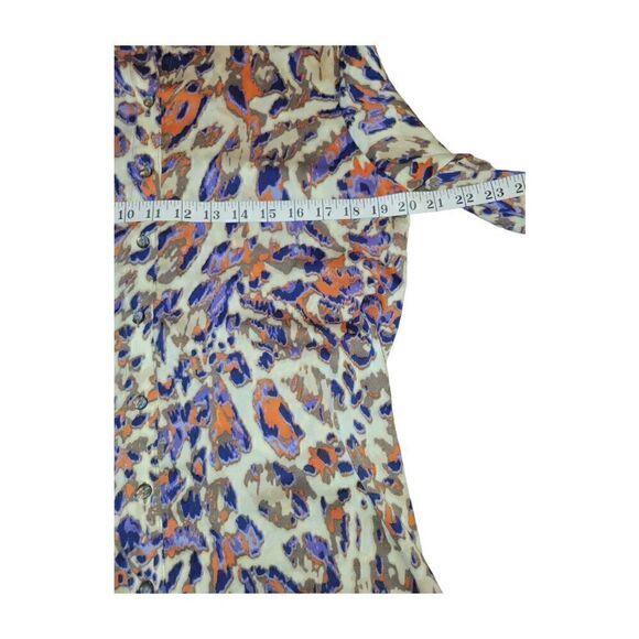 Vintage 80s 90s Mishca Tunic Button up Longsleeve Blouse Abstract Animal Print S - Picture 6 of 10